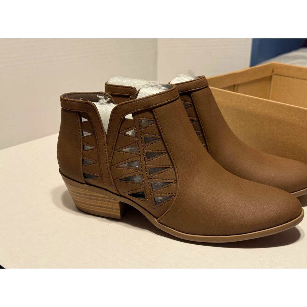 Marco Republic Womens Oslo Ankle Boot 8 Light Brown Faux Leather Laser Cut Boho
